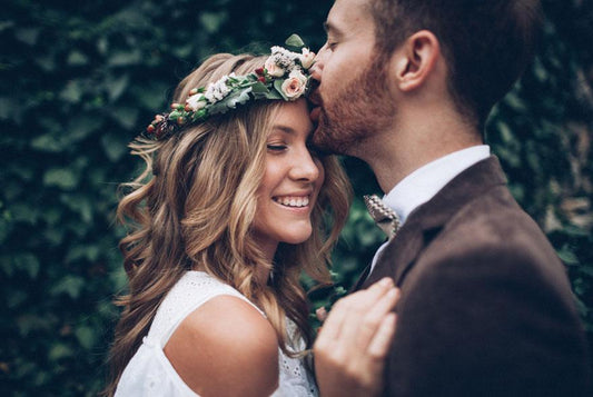 a just engaged couple embracing